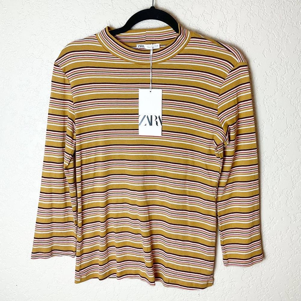 NWT Zara striped long sleeve Cotton crew neck shirt